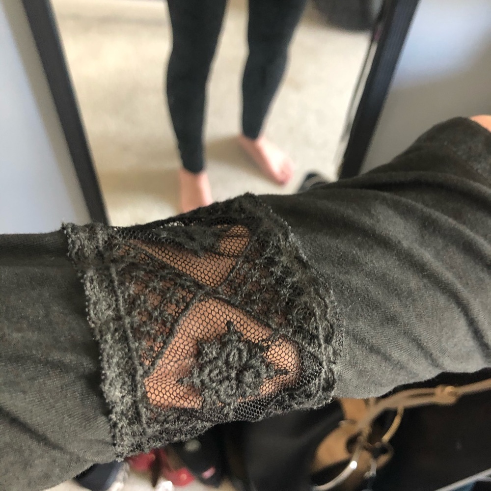 Lace detailed sweatshirt style top